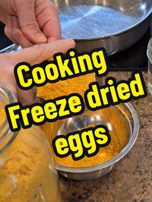 Cooking up some freeze-dried eggs that I had made last year. When our birds had  eggs coming out the wazzu, now they're free loaders! Google said to use equal parts water to freeze-dried powdered eggs. I think next time I'll add just a small splash more of water. Other than that, they turned out great!  #freezedried #freezedriedeggs #cookingfreezedried #usingfreezedriedfood #powderedeggs #powdereggs #whenshithitsathefan #bugouteggs #scrambledeggs #harvestrightfreezedryer #harvestright #freezedryer #freezedriedfood #notdehydrated #chickeneggs #duckeggs #turkeyeggs #guineafowleggs #eggs #homesteadtiktok #homesteading #homestead #survival 