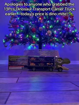 🚛 Bring dino adventures to life this Christmas! 🦖 The 13Pcs Dinosaur Transport Carrier Truck is the ultimate gift! 🎁 Hurry before it’s gone! #christmasgifts #dinosaurtoys #holidaydeals #kidsgiftideas #dinolovers 