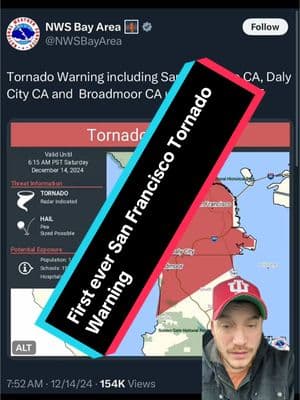 First ever San Francisco, CA tornado warning! #disastroushistory #history #disasters #tornado #california #bayarea #sanfrancisco #historytok #tiktokhumanitiescampaign 