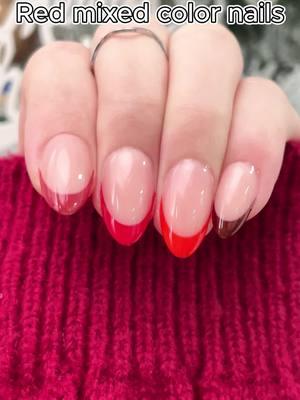 Nails that won’t affect your life#shortalmond #BTArtbox #xcoattips #DIY #christmasnails #rednails #athome 