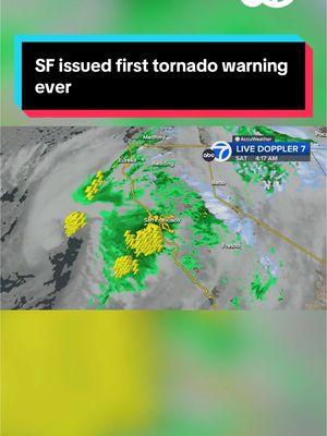 San Francisco received its first-ever tornado warning on Saturday. ABC7 News Meteorologist Lisa Argen says there was a narrow cold front band that moved through the city that had rotation and height which is a signature they look for when issuing those warnings. #tornado #weather #storm #sanfrancisco #sf #california #abc7news 