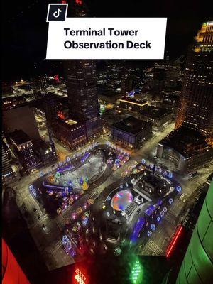 For just $5, you can access the Observation Deck and enjoy epic 360-degree views of Cleveland, including the festive holiday lights in Public Square - Available Saturdays and Sundays only. Rising 771 feet above Public Square, the Terminal Tower is one of Cleveland’s most iconic and recognizable landmarks.  Tickets must be reserved online prior to your visit. Send this to someone you want to share this view with! #cleveland #terminaltower #towercity #skyline #holidays #christmas #thingstodoincleveland 