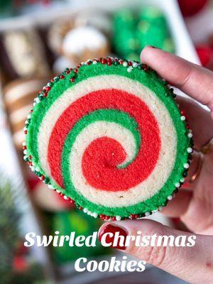 Day 2 of my 12 Days of Christmas Cookies: my swirled Christmas cookies 😍 These are sure to be the star in any Christmas cookie box!!  The recipe is linked in my bio or you can google chelsweets swirled Christmas cookies 😋 #swirled #Christmascookies 