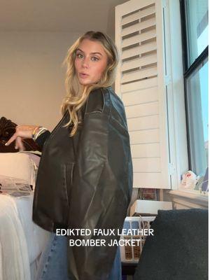 this is my it girl jacket pick of the season the faux leather bomber oversized jacket i love it its the perfect amount of “grunge” that ive been styling with super girly outfits to create some texture and dimension to an outfit!! I got this in size small. 🤩🫶 @Edikted  #fauxleatherjacket #bomberjacket #bomberjacketstyle #oversizedjacket #fauxleatherjackets #winterjacket #tiktokshopcreatorpicks #toptierdecember #tiktokshopholidayhaul #edikted #ediktedhaul #ediktedtryon #ediktedskirt #ediktedjeans #ediktedjacket #fallfashion #falloutfitinspo #falltrends #fallfashiontrends #fall2024 #outfitsforfall #fallfashionfinds #tryonwithme #trendyoutfits #trendyclothes #2024trends #goingoutoutfit #collegeoutfits going out outfit, going out top, crop top, outfit, outfit of the day, outfit inspo, outfit ideas, styling, try on, fashion, affordable fashion, new arrivals, fall style, fall fashion, edikted