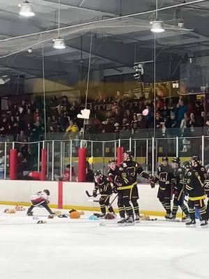 Those Teddy Bears certainly did fly 🧸🥰 Josh Frenette getting the goal to make it happen and thank you to everyone who brought something out to benefit the Ft. Meade Toys for Tots!  Tonight let’s get that win 😤 #maryland #nahl #hockey #teddybear #teddybeartoss #toysfortots #marylandblackbears #icehockey #hockeylife #hockeyteam #juniorhockey #hockeyplayer #goal #hockeygoal 