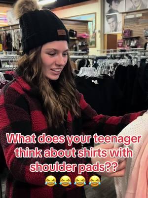 What does your teenager think about shirts with shoulder pads?? #neverstopbeingyou #whatdoesyourteensdo #whatchathink #notimpressed #fypシ 