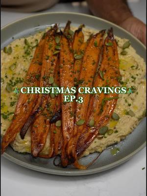 CHRISTMAS CRAVINGS EP. 3 - WINTER SPICED CARROTS & PARSNIP MASH INGREDIENTS: 1 bunch of carrots 4 parsnips 1 can of white beans, drained and rinsed For carrots Oil to coat 1/2 tsp allspice 1/2 tsp ground coriander 1/4 tsp cinnamon Pinch of salt For parsnip mash Roasted parsnips White beans 2 heads roasted garlic 1/2 cup plant milk 1/4 cup plant butter 1/2 tsp salt 1/2 tsp pepper 1 tsp dried rosemary 1 1/2 tsp dried thyme 3 tbs nutritional yeast INSTRUCTIONS Preheat oven to 385°F. Wash, trim and slice carrots. Toss with oil and spices listed above, set aside. Peel and chop parsnips into even pieces, toss with oil and a pinch of salt, set aside. Slice 2 heads of garlic, cover in oil salt and pepper, wrap in foil. Transfer everything to baking tray and roast for 30 minutes. Pulse parsnips and beans in food processor with ingredients listed above until desired consistency is reached then assemble. Optionally garnish with a drizzle of agave, olive oil, chives and pumpkin seeds.  • • • • • • • • #veganrecipes #vegancooking #vegan #veganfoodshare #plantbased #holisticliving #healthyfood #Foodie  #whatveganseat #wholefoodplantbased #blackvegan #plantbasedcooking #veganchef #vegancook #veganmeal #veggierecipes #cookingtutorial #holidayrecipes #happyholidays #christmasrecipes #christmas #comfortfood #winterrecipes #carrots #roastedcarrots #parsnips #carrotsandparsnips #sidedish