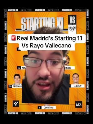 🚨Real Madrid’s Starting 11 Vs Rayo Vallecano #realmadrid #halamadrid #madrid #rayovallecano #rayo #laliga #thibautcourtois #courtois #frangarcia #rudiger #tchouameni #lucasvazquez #fedevalverde #valverde #ardagüler #arda #jude #modric #lukamodric #bellingham #judebellingham #brahimdiaz #brahim #rodrygogoes #rodrygo #viniciusjunior #vinicius #viniciusjr #vinijr #vini #camavinga #endrick #lunin #daniceballos #ceballos #fcbarcelona #barcelona #barca #futbol #futboltiktok #football #footballtiktok #Soccer #soccertiktok #fyp #tapiaa__ 