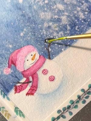 Day 14 of my watercolor advent calendar! ⛄️✨ #creatorsearchinsights #watercolor #watercolorpainting #painting #minipainting #tinypainting #adventcalendar #diyadventcalendar #holidaycountdown #christmascountdown #tistheseason #snowman #snowmanart #winter 