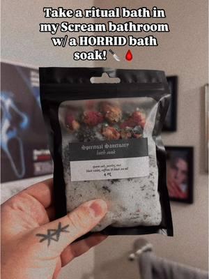 HORRID Bath Soaks are back in stock! With four different scents & spells. Ritual instructions are included on the back of each pack! Including epson salts, fragrance oil & herbs for the intended ritual. 🛁  They make perfect stocking stuffers or collect them for yourself & stay warm this winter. ❄️  #bath #fullmoon #witchesofinstagram #horror #ghostface #scream #ritualbath #denver #denverwitch 