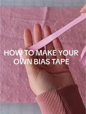 day 7 of 12 days of tutorials: how to make your own continuous bias tape! full tutorial on my YouTube channel if you want a more in-depth explanation 🫶🏼 I also have more tutorials for sewing under my “Fashion Design 101” series from the basics of threading your machine to patterning out your own clothes! and of course, feel free to ask any questions or comment any requests 🙂‍↕️ #sewing101 #sewing #howtosew #biastape 