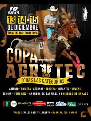 ¡NO TE LO PUEDES PERDER! Más de 100 participantes de Team Penning se están dando cita en la primera edición de la Copa AGROTEC en el parque Raúl Villanueva de Maracay (Contry Club - Hotel Maracay) . 13, 14 y 15 de Diciembre se mostrará este evento para todo público acompañado de toros coleados, música en vivo, comidas y la expoferia comercial agraria. ASOWETS VENEZUELA te invita a disfrutar de este fin de semana cargado de muchas sorpresas. ¡Nos vemos en Maracay! #asowest #Asowetsvzla #teampenning #Maracay #Aragua #ferias #toroscoleados #asocoleoaragua #asocoleo #venezuela #noticiasCarabobo 