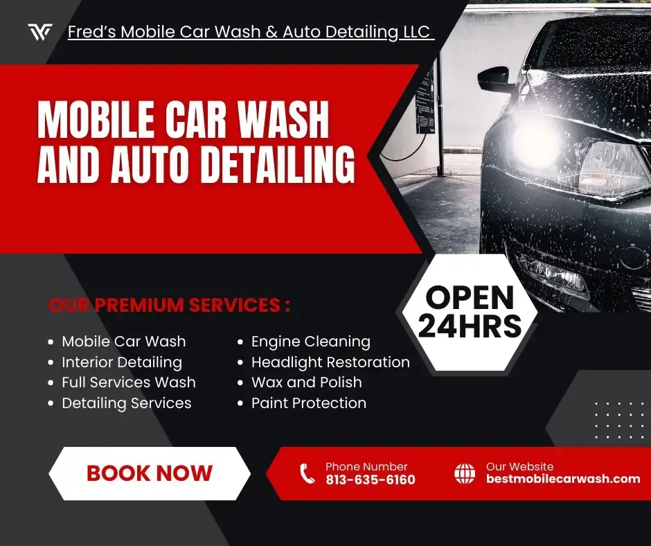 💦MOBILE CAR DETAILING TAMPA💦 🤳Call or Text💬 (813) 635-6160🔥 🚙WE COME TO YOU🚘 💲Auto Detailing Prices 👉 https://bestmobilecarwash.com/pricing-services  WHY CHOOSE US? Tampa Bay Area!  ✅ 100% Mobile Car Detailing Service  ✅ Open 24 Hours (813) 635-6160  ✅ Same-Day Appointments Available  ✅ Google 4.8 Star Rating in Tampa  ✅ Car Mold Removal Specialist®  ✅ Professional Car Detailing Results  ✅ Licensed, Insured, & Certified Experts​ Mobile Car Wash | Mobile Car Detailing | 33602 | 33606 | 33647 | 33614 | 33612 | 33615 | 33617 | 34652 |  34656 | 34653 | 33609 | 33629 | 33592 | 33611 | 33767 | 32819 | 33543 | 33544 | 33545 | 33559 #mobilecarwashtampa #mobilecardetailingtampa #autodetailingtampa #interiorcardetailingtampa #fulldetailtampa #mobiledetailingtampa #mobiledetailertampa #tampa #southtampa #newtampa #tampabayarea #mobilecarwash #mobilecardetailing #cardetailing #mobilecardetailingnearme #autodetailing #interiorcardetailing #mobiledetailing #mobiledetailer #tampadetailing #wesleychapel #carwashtampa Mobile Car Wash, Interior Auto Detailing | Parkland Estates, FL | Hyde Park, FL | Hyde Park Village, FL | Culbreath Isles, FL | Sunset Park, FL | Golf View, FL | Beach Park, FL | Palma Ceia, FL | Belmar Gardens, FL | Cory Lake Isles, FL | Virginia Park, FL | Hunters Green, FL | River Ridge, FL | Tampa, FL | Brandon, FL | St Petersburg, FL | Clearwater, FL | New Port Richey, FL | Lutz, Odessa, Trinity, Land O Lakes Florida | Clearwater Beach, FL | Belleair Beach, FL | Belleair Shore, FL |  Downtown Tampa, FL | Ybor City, FL | Channel District, FL | Pinellas County, FL | Pasco County, FL | Hillsborough County, FL | Sun Bay South, FL | Davis Islands, FL | South Tampa, FL | Bayshore Beautiful, FL | Apollo Beach, FL | Brandon, FL | Tampa Bay Area, FL #carwashtampabay