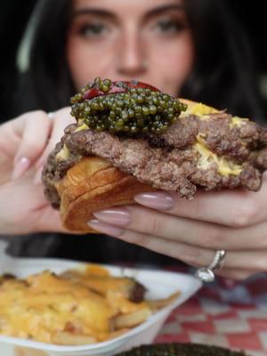 black caviar x @7thstreetburgernyc x @Drink Poppi asmr mukbang 🍔🤤👀 #ranibites #mukbangeatingshow #eatingshow #mukbang #asmrmukbang #mukbangasmr #smashburger #7thstreetburger #caviar 