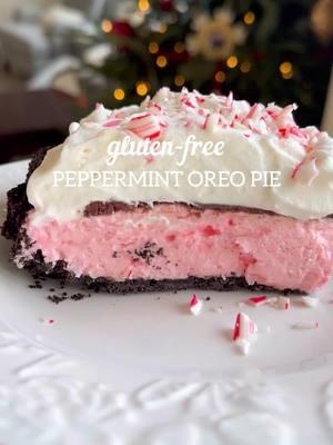 GF Peppermint Oreo Pie! 🎄 This gluten-free peppermint oreo pie is a festive and EASY gluten-free Christmas dessert! With a crisp oreo crust, fluffy peppermint mousse and real whipped cream, nobody will be able to tell it’s gluten-free! Search “meaningful eats peppermint Oreo pie” on google for the recipe of find it linked in my bio.  #glutenfree #glutenfreerecipes #christmasdessert #holidaybaking #peppermintpie #oreopie #glutenfreeoreos #christmasrecipes