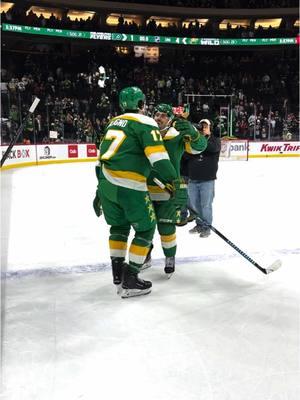 Oh how we missed the Zuccy/Moose hug 🥲 #matszuccarello #marcusfoligno #mnwild #NHL