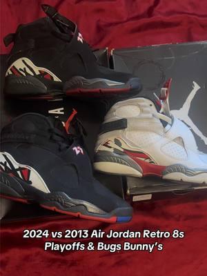 2024 vs 2013 Retro 8s playoffs & bugs bunny  #treyco #airjordan #retros #playoff8s #bugsbunny8 #jumpman23 #nike #airjordans #sneakers #kotd #sneakerreview 