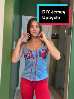 DIY my boyfriends jersey with me #gamedayfit #cardinals #stlouis #DIY #jersey #upcycle 