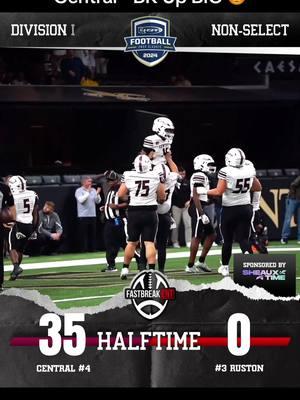 Central is up 35-0 on Ruston 😳 This Division I Non-Select State Championship halftime update is brought to you by Sheaux Time Branding & Apparel ⭐️ #louisiana #highschool #football #highschoolfootball #playoffs #hypevideo #statechampionship #lhsaa #championship #highlight