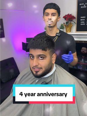 Hes getting this haircut for his 4 year anniversary. But he said i was a trash barber. Hes paying $90 for this service. He said hell give me a chance to get him right. #4yearanniversary #girlfriendsurprise #haircut #fyp #viral #haircuttransformation #menshairstyle #rizz #trashbarber #badhaircut 