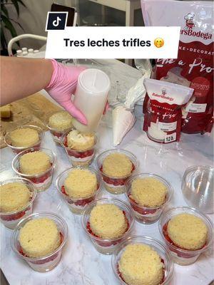 Okay these things are SOOO GOOD 😋🩷  trifle cups & chopper for strawberries in my amazon storefront 💗 #tresleches #trifles #treslechescake #treslechesrecipe #baking #cake #vanillacakerecipe 