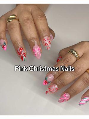 girly christmas nails foreverrrrrr 🫶🏽 #christmasnails #girlychristmas #pinkchristmas #pinkchristmasaesthetic #decembernails #pinknails #holidaynails 