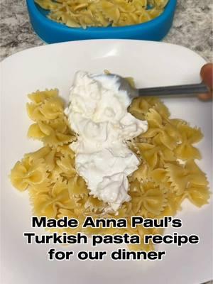 Licked the plate clean 😋😂 Made Anna paul’s mom turkish pasta recipe & its so freaking goooodt 🙄😋 #familydinner #dinnerfor4 #familyof4 #dinnerformykids #toddlerdinner 