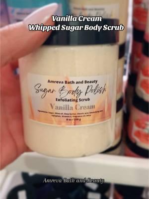 Vanilla Cream Whipped Sugar Body Scrub… #exfoliant #dryskinremedies #dryskincare #vanillalover #amrevabathandbeauty 