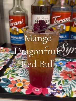 Dragonfruit dreams and mango magic redbull ✨ #Mango #Redbull #MangoDragonfruitRedbull #RedBullRecipe #EnergyBoost #DrinkTok #InfusedRedBull #Drink #Torani #ToraniSyrup #Energy #EnergyDrink 