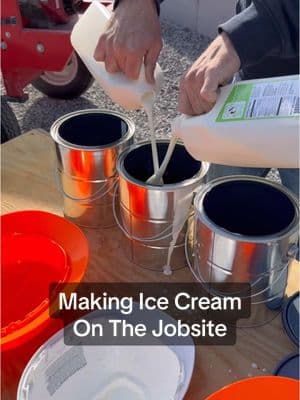 We used paint cans and a cement mixer to make three flavors of jobsite ice cream #construction #howto #cooking #DIY #contractor