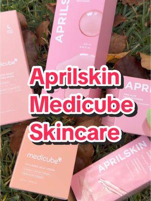 Medicube and aprilskin pink skincare that gives you glass skin. #medicube#aprilskin#medicubetiktokshop#pinkskincare#cuteskincare#pinklife#pinkgirl#glasskin#glowingskin#hydratingskincare#koreanskincare