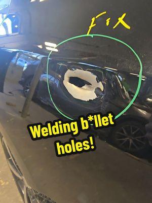 Don't know the story behind it, pretty sure no one was hurt!  I just fix the cars... 🤷 #bulletholes #pewpew #pewpewpew #autobody #autobodyrepair #collisionrepair #bodyshop #autobodywork #autorepair #paint #auto #bodywork #bodyshoplife #painter #paintjob #autocollision 