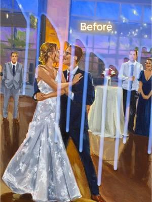 The after! 🤩 #liveweddingpainter #liveweddingpainting #weddingpainting #weddingpainter #liveweddingartist #weddingartist #weddingart #weddingtok #weddingpaintermichigan #weddingtrends #varnish #asmr #michiganwedding #firstdance #beforeandafter 