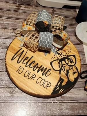 Here's a custom order I made last year for a friend. I love how pretty this one turned out.  I'm using starmask stencil vinyl. you can get it on @My Craft Source website. Use code KARA  to save at checkout too!! #craftersoftiktok #doorhanger #doorhangersoftiktok #welcomesign #farmhousedoorhanger #farmhousedecor  #welcomesigndiy #welcometoourcoop #woodsigns #chickendoorhanger #customorder #diygift #diygiftideas #doorsign #vinylstencil 