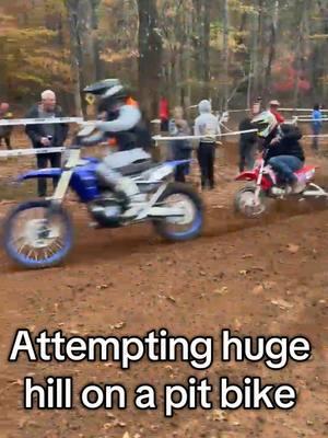 Attempting huge hill on my crf110 at a  hare scramle race!!! #nchsa #harescramble #crf110 #pitbike #fyp #relatable 