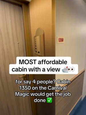 If you are looking for an affordable way to Cruise and you have 3 to 4 people that will be sharing a cabin, cabin 1350 on the carnival magic would get the job done!  This here is a really nice cabin that is very spacious and has enough room to comfortably fit Four people. It also has a very unique feature that other cabins do not. This cabin has two bathrooms.  You have one bathroom that has a full tub and shower with a sink, and the other bathroom has the shower, toilet and a sink. This is great for getting ready so you don’t have everyone waiting to use one bathroom.  It also has a really large porthole window for great ocean views so you don’t get the feeling of being closed in like you do with an interior cabin. If you want to step up from an interior to get a great ocean view cabin, then cabin 1350 or something similar would be a great option.  Let me know what you think about this cabin and if you could see it working for your situation?  Thanks for watching guys! Please like comment and repost for others to see 👀🛳️✅ #bradandchisadventures #cruisequestions #cruisetips #cruisevlogger #cruiselife #carnivalcruise #carnivalmagic #affordabletravel #cruisecabin #cabintour #cruiseadvice #cruising #cruisevacation #cruise @ChiChi 