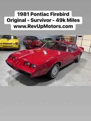 1981 Pontiac Firebird.  Original 49k Mile Survivor from Rev Up Motors #revupmotors #pontiac #pontiacfirebird #firebird #80scars #firebird #FirebirdNation #musclecars #musclecar #firebirdespirit #redbird #classiccars #classiccar #originalcar #survivorcar #MecumAuctions #barrettjackson