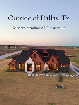 A holiday home with some land. ✨🎄 * 4 Bedrooms 3 Bathrooms 🛏️ 🛁  * 3 Car Garage 🚗   * 3370+ SqFt🏡 one acre lots 16 floor plans available, Priced From $595's - $758's+ pricing to change depending on structural and design upgrades: *  45 minutes - 1 hour to downtown Dallas or downtown Fort Worth * This Model Home to Showcase Builders Product Is not for sale.  If you’re looking to buy or sell send me a dm or schedule a call on my link in bio. #dallas #dallasrealtor #dallastx #mansfield #midlothian #fortworth #fortworthtexas #farmhouse #modernfarmhouse #texashomes #vaultedceilings #barndominium 