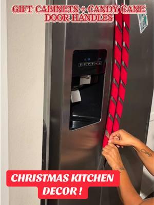 CHRISTMAS KITCHEN DECOR ❄️😍🎁 enjoy cousinssssss 🤍 love yall.  GIFT CABINETS + CANDY CANE DOOR HANDLES !#creatorsearchinsights #christmas #christmasdecor #divinefeminine #divinequeens #thankful #fypシ #MomsofTikTok 