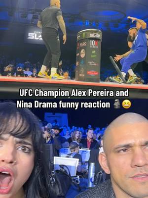 UFC Champion Alex Pereira and Nina Drama had very different reactions LOL #UFC #mma #alexpereira #poatan #chama #ninadrama #kickboxing #boxing #muaythai #muaythaifighter #muaythaifighter #taekwondo #jiujitsu #brazilianjiujitsu #jiujitsugrappling #jiujitsulifestyle #wrestling #wrestlingtiktok #wrestlingtok #fit #fitness #grappling #karate 