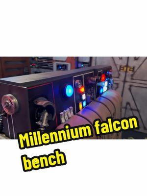 Millennium falcon 360 custom bench- all hand made with 8 cup holders , lights and sound#starwars #starwarsdecor #starwarstiktok #starwarshouse #scratchbuild #starwarsprops #millenniumfalcon #hansolo 