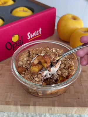 Opal apples make my healthy single-serving apple crisp even better✨ Sweet, crisp, and naturally non-browning—perfect for baking, snacking, or enjoying anytime😋 Recipe: * 1 small apple, peeled and sliced * ½ tablespoon coconut sugar * ½ teaspoon cinnamon  * ¼ teaspoon vanilla extract  * 4 tablespoons rolled oats  * 3 tablespoons almond flour * 2 tablespoons chopped walnuts or other nuts of choice * 2 tablespoons honey  * ½ teaspoon cinnamon  * pinch salt 1. Preheat the oven to 350°F. 2. Cut the apple and add it to a ramekin along with coconut sugar, cinnamon and vanilla extract and mix everything together. 3. In a bowl, make the crisp topping by adding the oats, almond flour, walnuts, honey, vanilla extract, cinnamon and salt and mix until a crumbly mixture forms. 4. Sprinkle the crisp topping on top of the apples. Cover with tinfoil and bake for 15 minutes, then remove the tinfoil and bake for another 20 minutes, until the apples are soft. 5. Serve warm with desired toppings! Visit this link to shop on Instacart or check your local Walmart:  www.instacart.com/store/brands/opal-apples/deck-the-halls-with-opals  #healthyliving #dessert #holiday #holidayrecipe #healthyrecipes #applecrisp 