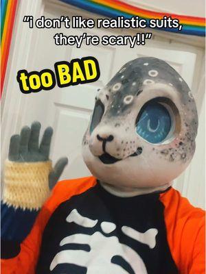 i have it all, kemono, realistic, and skullie head in my inventory! (skullie not pictured here bc chin strap broke) #furry #fursuit #fursuiting #furrycommunity #furryfandom #furrys #fursuiters #furrytiktok #sealfursuit #tigerfursuit #peetsyaps #funnymoments  