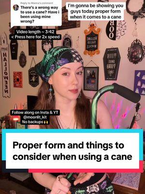 Replying to @Manna I hope this helps! Disclaimer that I am not a medical professional, this advice comes from my physical therapist teaching me proper form with a cane, and if you’re ever curious or need help figuring out what would work best for you, a physical therapist can do wonders for teaching you proper form and finding options that will support you properly 🙌 #chronicillness #chronicillnessawareness #chronicallyill #chronicillnesstiktok #chronicillnesslife #invisibleillness #invisibleillnessawareness #invisibledisability #disability #disabled #disabilitytiktok #disabledtiktok #disabilityawareness #disabilitypride #mobilityaid #cane #caneuser 