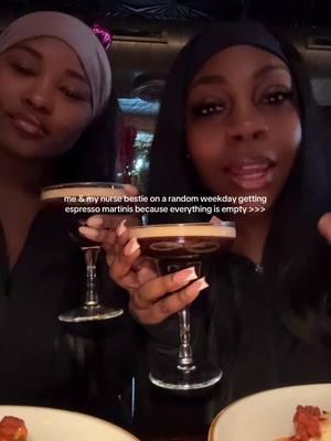 Espresso martini’s after a workout class just makes sense.. it’s like a reward 😭😫 Sb: I love @DeAndre Brown for putting me on bc I would’ve never ordered this on my own 😂 #nursebrat #blacknurse #nurselife #amirahali #nursebratlife #nursesoftiktok #travelnurse #travelnurselife #ernurse #ernurselife #nursetok #nursetiktok #blacknursesoftiktok #blacknursetiktok #registerednurse #blackgirltiktok #blackgirlluxury #nursehumor