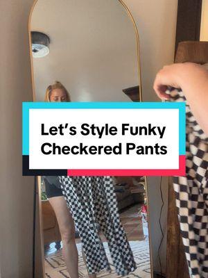 Let’s style these funky checkered pants! #checkeredprint #checkeredpants #widelegpants #womensfashion #pants 