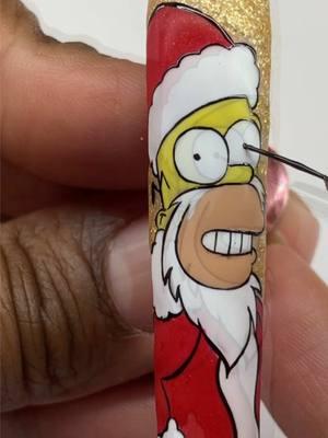 Would you wear these Holiday Simpsons nails?!😱😍Using all NAILZBYDEV brushes and gel polishes to paint! ❤️ #holidaynails #nailart #nailtutorials #nailzbydevshop #simpsonsnails #christmasnails #naildesigns 