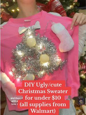 We didn’t want to spend $30 on an ugly christmas sweater to wear once for our daughter and so glad we didn't have to 🥲  Loved how her ugly cute sweater turned out! SAVE to save some money 💖 all supplies from @Walmart   #diyuglychristmassweater #diyuglysweater #uglycutechristmassweater #cutechristmassweater #diychristmassweater #kidsuglychristmassweater #kidsuglysweater #MomsofTikTok #momsofgirls #girlmomma #walmartholidayfinds #pinkchristmassweater #lightupsweater #lightupshirt #diysweatshirt #christmassweatshirt #diychristmassweatshirt