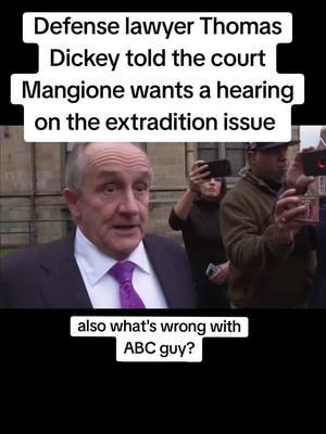 Defense lawyer Thomas Dickey told the court Mangione wants a hearing on the extradition issue  #ceo #unitedhealthcare #luigi #penssylvania #tikto #Luigi #misssamarraya #fyp #unitedstates #nyc #thomasdickey 