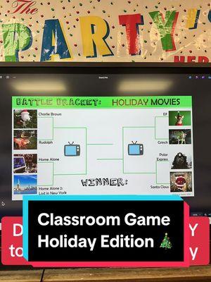 Classroom Game perfect for this week 🎄🧑‍🎄 Drop the word HOLIDAY to get the info sent your way #classroomgames #teacherfun #classroommanagement #classroomactivities #battlebracket #holidaymodeactivated #teacherlife 